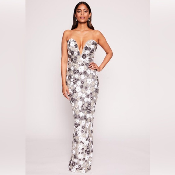 Marchesa Notte Sequin Tulle Strapless Gown.  Size 4.  New with tags. - Picture 3 of 8